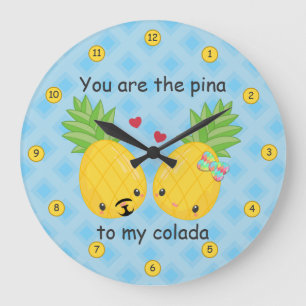 Hübsche Ananas Tropisches Pina Colada Romantisch Große Wanduhr