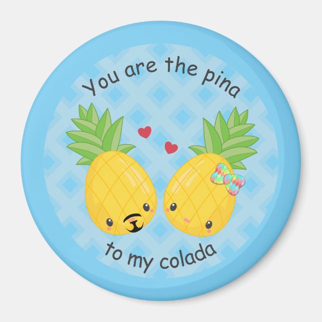 Hübsche Ananas Tropisches Pina Colada Romantisch Magnet (Vorne)