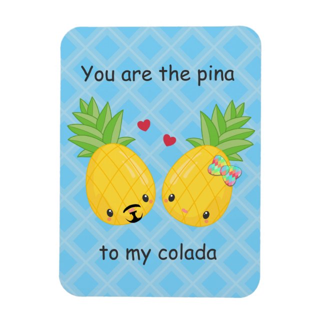 Hübsche Ananas Tropisches Pina Colada Romantisch Magnet (Vertikal)