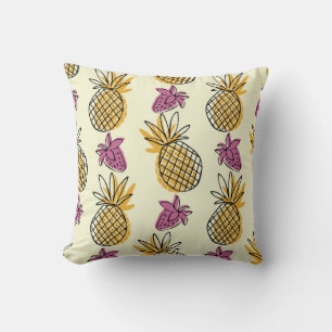 Hübsche Ananas- und Erdbeer-Illustrationspatrone Kissen