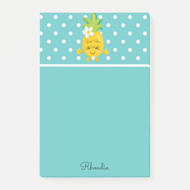 Hübsche Ananas und Polka Dot Post-it Klebezettel (Vorderseite)