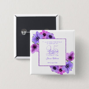 Hübsche Anemonen Floral 25. Geburtstag Button