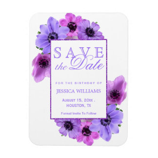 Hübsche Anemones Bluorgeburtstag Save the Date Magnet
