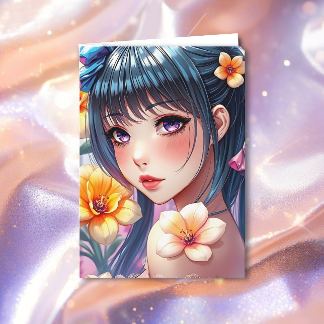 Hübsche Anime Girl Coloring Page Karte (Von Creator hochgeladen)