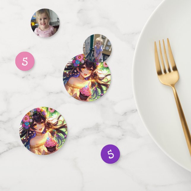 Hübsche Anime Girl's Birthday Cupcake Konfetti (Gruppe)