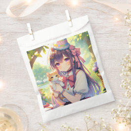 Hübsche Anime Holding Kitten Girl's Birthday Geschenktütchen