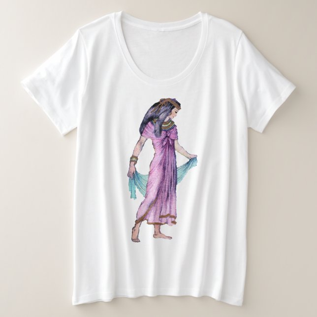 Hübsche antike ägyptische Lady Lila Kleidung Scarf Große Größe T-Shirt (Design vorne)