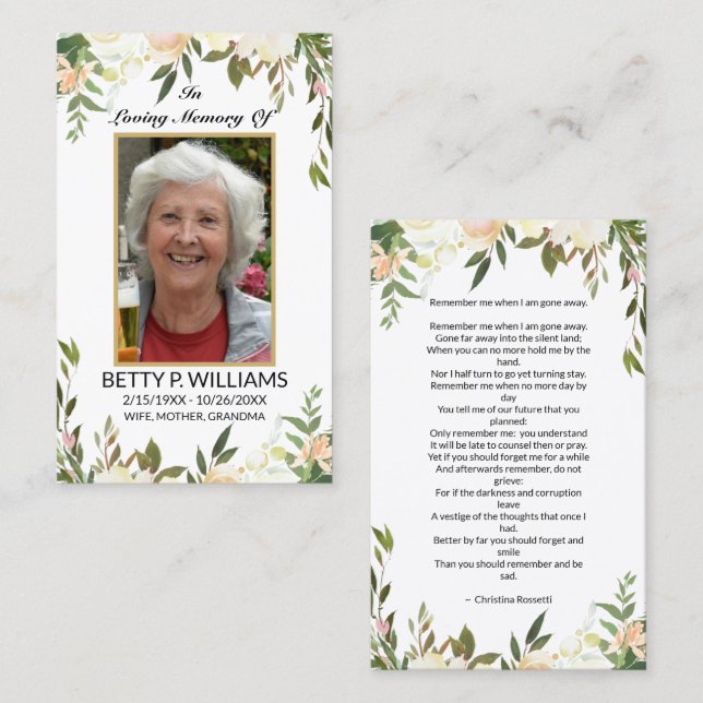 Hübsche antike Goldrahmen-Gebetskarte Visitenkarte (Vorne/Hinten)