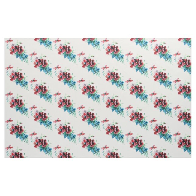 Hübsche antike Mohnblumen Stoff (Fat Quarter (45,7 x 55,9 cm))