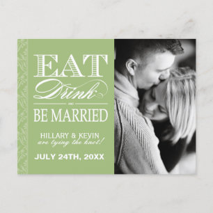 Hübsche Apple Green Damask Save the Date Ankündigungspostkarte