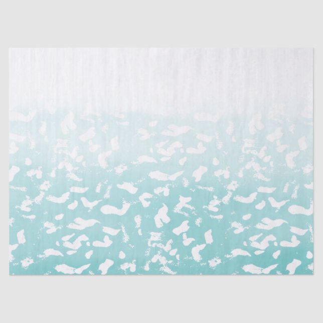 Hübsche Aqua White Ombre Animal Print Seidenpapier (Vorderseite)
