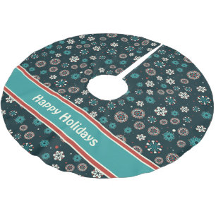 Hübsche Aquamarine Aqua Red White Scandinavian Sno Polyester Weihnachtsbaumdecke