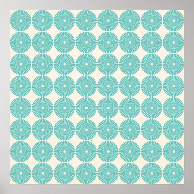 Hübsche Aquamarine Aqua Türkise Blue Circles Discs Poster (Vorne)