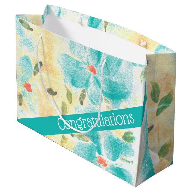 Hübsche Aquamarine Felle Große Geschenktüte (Rückseite Schrägansicht)