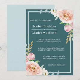 Hübsche Aquamarine Hochzeit der Wasserfarben Einladung
