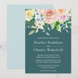 Hübsche Aquamarine Hochzeit der Wasserfarben Einladung