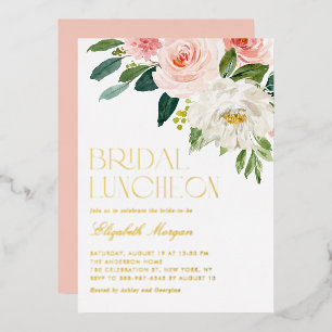 Hübsche Aquarell-Blumen-Garten-Bridal-Lunch Folieneinladung