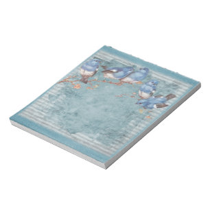 Hübsche Aquarell Kleine Blaue Vögel Notizblock