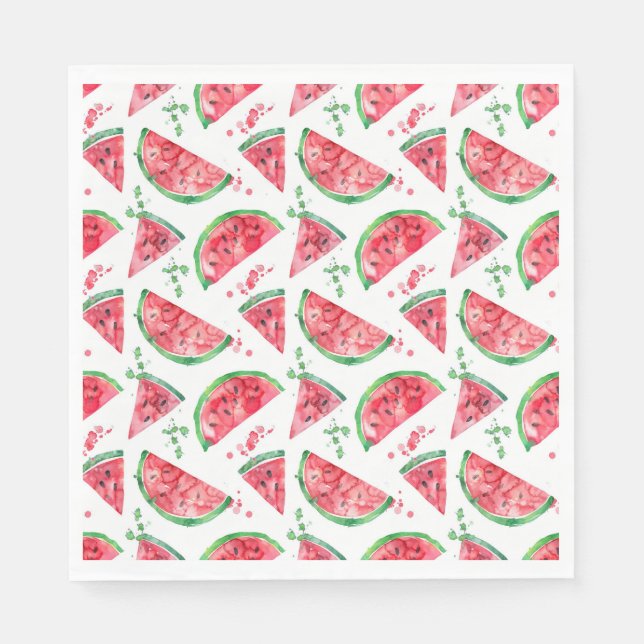 Hübsche Aquarell-Wassermelone Serviette (Vorderseite)