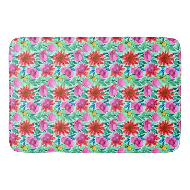 Hübsche Aquarellblume Badematte (Vorderseite)
