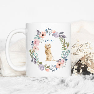 Hübsche Aquarellblume   Golden Retriever Dog Kaffeetasse