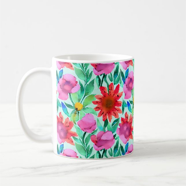 Hübsche Aquarellblume Kaffeetasse (Links)