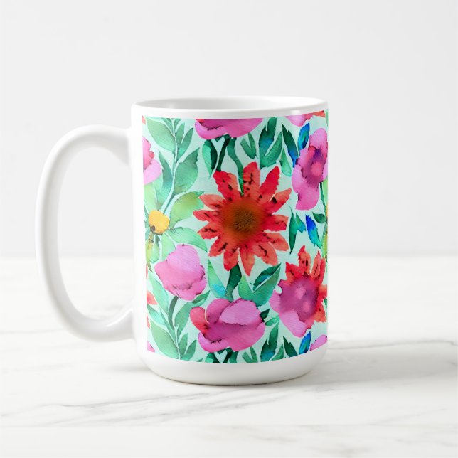 Hübsche Aquarellblume Kaffeetasse (Links)