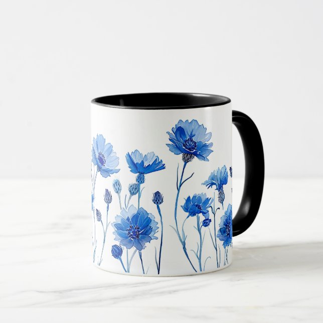 Hübsche Aquarellblume Wildblume Cornblume Tasse (VorderseiteRechts)