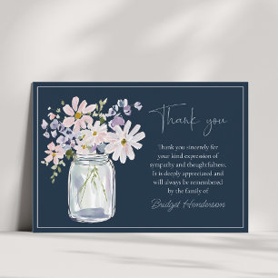 Hübsche Aquarellblumen in Mason-Glas-Trauerfeier Dankeskarte