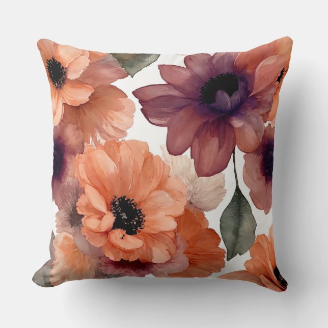 Hübsche Aquarellblüte Kissen (Vorderseite)