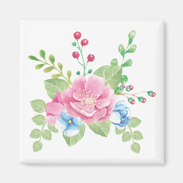 Hübsche AquarellblütenBouquet Magnet (Vorne)