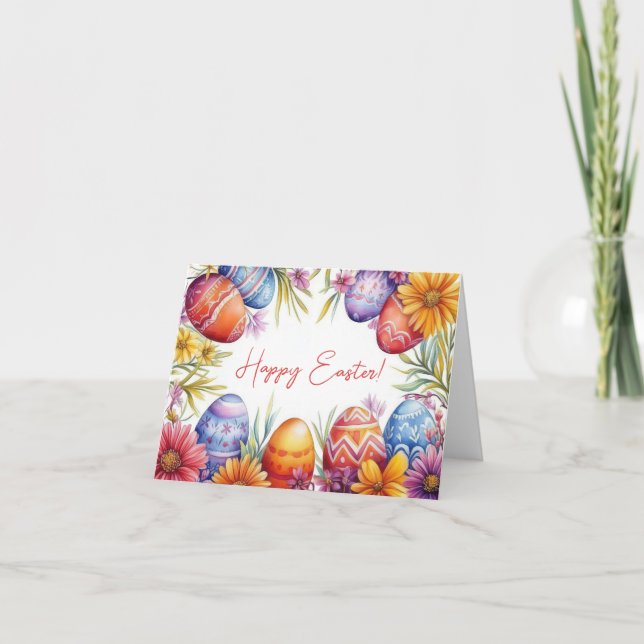 Hübsche Aquarelleier Ostereier Urlaubskarte Karte (Vorderseite)