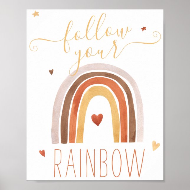 Hübsche Aquarellfarbe Folgen Sie Ihrem Regenbogen Poster (Vorne)