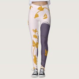 Hübsche Aquarellfarbe Lila Blütenrosa Hintergrund Leggings