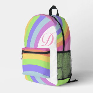 Hübsche Aquarellfarbe Rosa Regenbogenstreifen Mono Bedruckter Rucksack