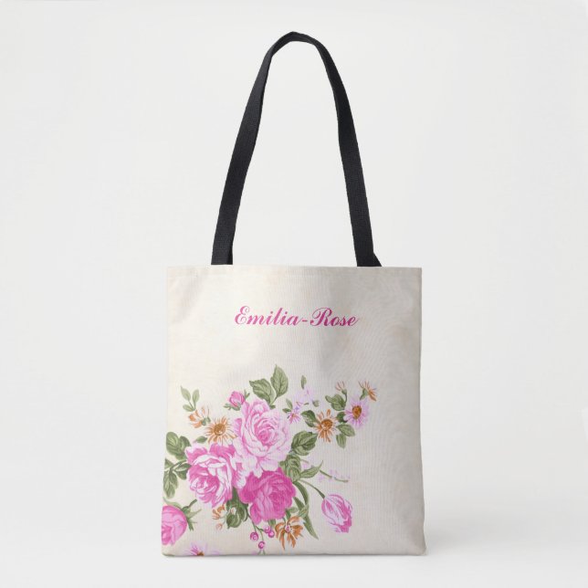 Hübsche Aquarellfarbe Rosen Girly Floral Tasche (Vorderseite)