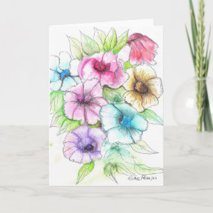 Hübsche Aquarellfarben-Blume Drucken Karte