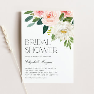 Hübsche Aquarellfarben Blume Garten Brautparty Einladung