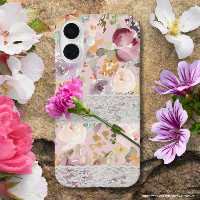 Hübsche Aquarellfarben-Blume mit Spitzen Eleganter Case-Mate iPhone Hülle (Von Creator hochgeladen)