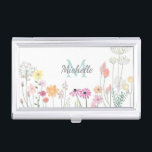 Hübsche Aquarellfarben Blume Personalisiert Visitenkarten Dose<br><div class="desc">Hübsche Aquarellfarben-Blume auf dem personalisierten Bleistiftkoffer.</div>