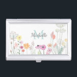 Hübsche Aquarellfarben Blume Personalisiert Visitenkarten Dose<br><div class="desc">Hübsche Aquarellfarben-Blume auf dem personalisierten Bleistiftkoffer.</div>