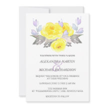 Hübsche Aquarellfarben Graugelbe Lila Rose Hochzei