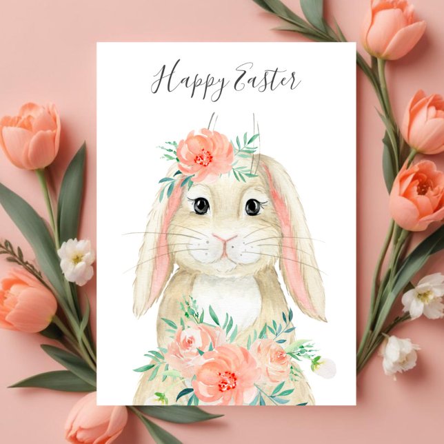 Hübsche Aquarellfarben Ostern Bunny Feiertagskarte (Von Creator hochgeladen)