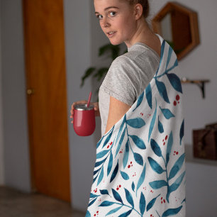 Hübsche Aquarellfarben - Türkis und Rot Fleecedecke