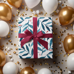 Hübsche Aquarellfarben - Türkis und Rot Geschenkpapier Set