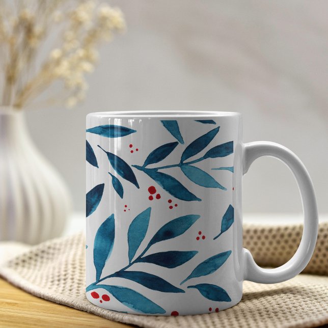 Hübsche Aquarellfarben - Türkis und Rot Kaffeetasse (Von Creator hochgeladen)
