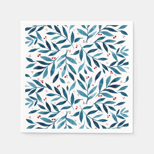 Hübsche Aquarellfarben - Türkis und Rot Serviette (Vorderseite)