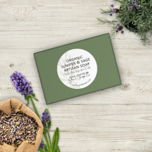 Hübsche Aquarellgrün Handgefertigte Seifenetikette Runder Aufkleber