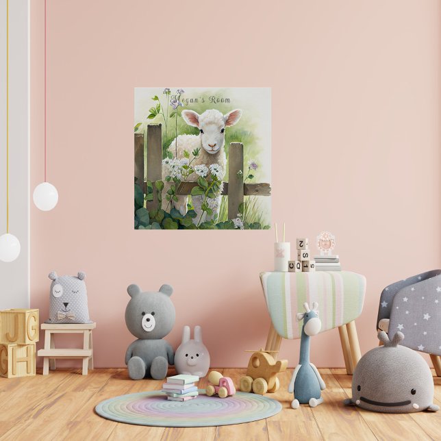 Hübsche Aquarellmalerei Lamm Weiße Blume Poster (Von Creator hochgeladen)