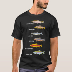 Hübsche Arten von Forellen Fische Fischerei Angeln T-Shirt